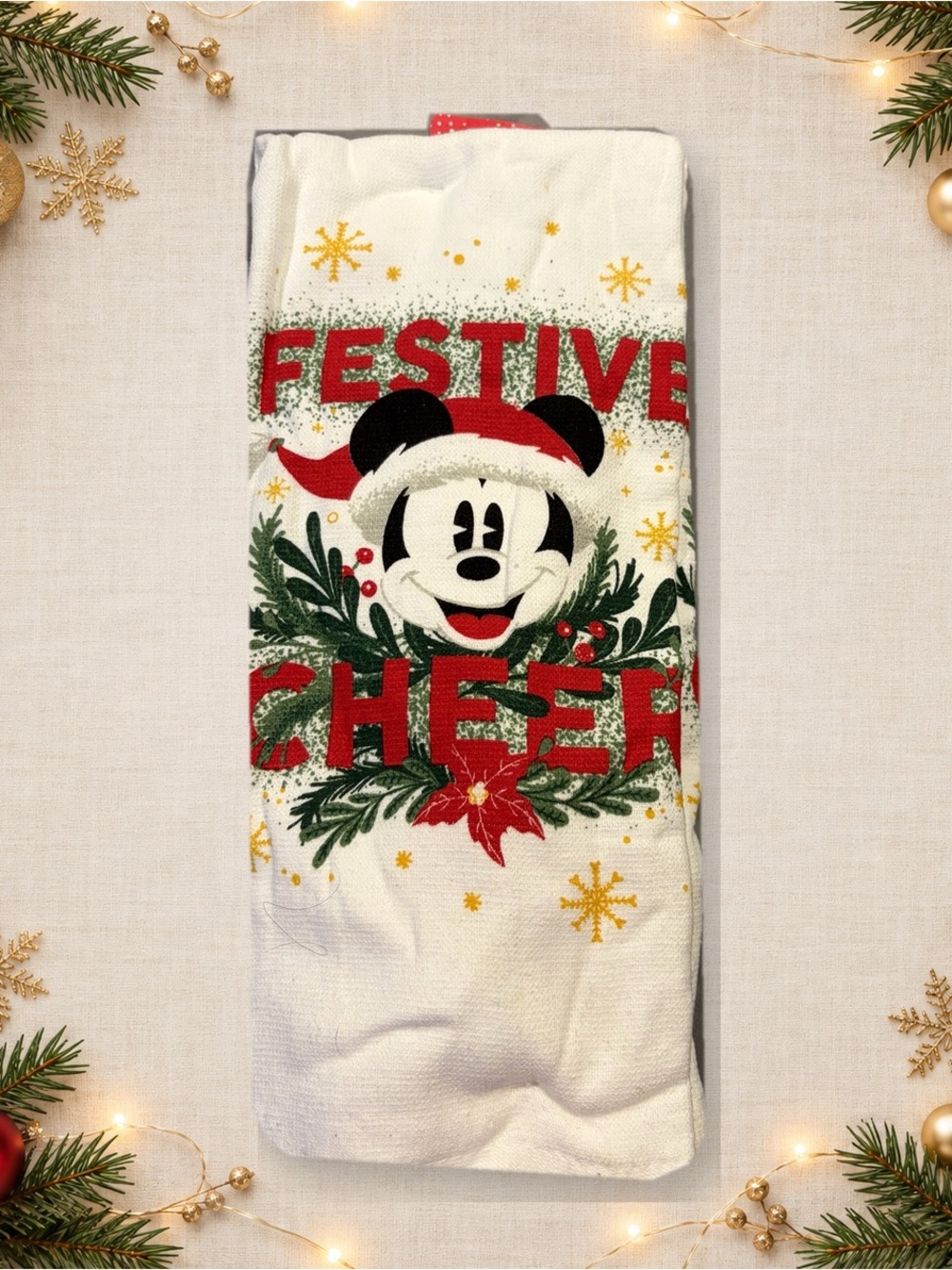 Disney White and Red Mickey Mouse Festive Cheer Kitchen Towels - 2 Pack - Picture 2 of 3